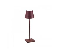 Zafferano, Poldina Pro, Lámpara de Mesa Recargable e Inalámbrica con Control Táctil, También Adecuada como Lámpara de Exterior, Atenuador, 2200-3000 K, Altura 38 cm, Color Burdeos