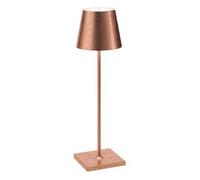 Lámpara De Mesa Led Poldina Pro Foglia Copper Recargable Y Regulable Con Batería De Hasta 12 Horas
