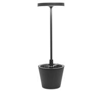 Lámpara de mesa LED Poldina Reverso, de color gris oscuro, recargable y con regulador de intensidad, con una autonomía de batería de hasta 12 horas. Exterior con protección IP65