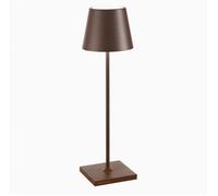 Zafferano, Poldina Pro, Lámpara de Mesa Recargable e Inalámbrica con Control Táctil, También Adecuada como Lámpara de Exterior, Atenuador, 2200-3000 K, Altura 38 cm, Color Corten