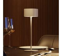 Lámpara de mesa LED recargable Calex Serino, arena, aluminio, 2700 K