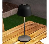 Lámpara de mesa LED recargable Lindby Arietty, negra, atenuable, IP65