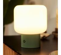 Lámpara de mesa LED recargable Lucande Katrin Palme, verde, cristal