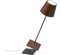Zafferano, Poldina Pro, Lámpara de Mesa Recargable e Inalámbrica con Control Táctil, También Adecuada como Lámpara de Exterior, Atenuador, 2200-3000 K, Altura 38 cm, Color Corten