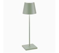 Zafferano, Poldina Pro, Lámpara de Mesa Recargable e Inalámbrica con Control Táctil, Adecuada para Interior y Exterior, Atenuador, 2200-3000 K, Altura 38 cm, Color Salvia