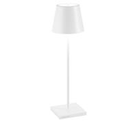 Zafferano, Poldina Pro, Lámpara de Mesa Recargable e Inalámbrica con Control Táctil, También Adecuada como Lámpara de Exterior, Atenuador, 2200-3000 K, Altura 38 cm, Color Blanco