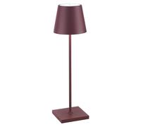 Lámpara de mesa LED Zafferano Poldina Pro, color burdeos, recargable y con regulador de intensidad, batería con autonomía de hasta 12 horas, clasificación IP65 para uso en exteriores