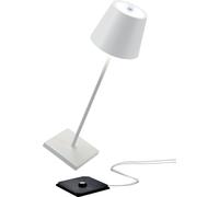 Lámpara de mesa LED Zafferano Poldina Pro, fabricada en aluminio, color blanco