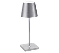 Lámpara de mesa LED Zafferano Poldina Pro Mini, con acabado en hoja de plata, recargable y con regulador de intensidad, con una autonomía de batería de hasta 12 horas.