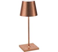 Lámpara de mesa LED Zafferano Poldina Pro Mini Copper Leaf, recargable y regulable, con una autonomía de hasta 12 horas.