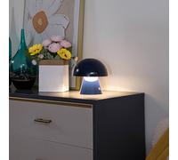 Lámpara de mesa Lindby LED recargable Nevijo, azul, Ø18cm, USB, atenuador