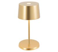 Lámpara de mesa mini LED Zafferano Olivia Pro, oro amarillo, recargable y regulable - 2200-2700-3000 K, 9 horas a máxima potencia