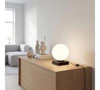 Lámpara de mesa moderna negra y blanca metal y vidrio esférica con interruptor de cable para sala de estar y oficina altura: 17,5 cm E14 lámpara de noche para dormitorio con interruptor