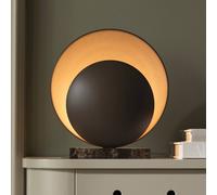 Lámpara de mesa ORBIT de Globen Lighting, marrón, altura 32 cm, base de mármol