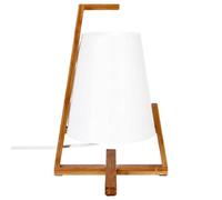 Lámpara de mesa original y de diseño - Pie en bambú y pantalla de aspecto fibra de vidrio.