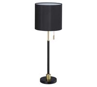 Relaxdays Lámpara mesa negra interruptor cadena oro,negro