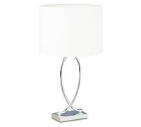 Relaxdays Lámpara de sobremesa plateada con tulipa blanco,plata