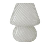Lámpara de Mesa Relaxdays, diseño de Hongo, Cristal, E27, lámpara de Noche a Pilas, 24 x 16 cm, función táctil, Blanca