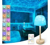 Lámpara de mesa sin hilo para interior y exterior, lámpara de ducha estanca | lámpara táctil para dormir, lámpara ambiente con 16 colores cambiantes, 3600mAh recargable Luz del proyector