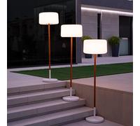 Lámpara de mesa solar sin cables de exterior con sensor crepuscular marrón luz led regulable newgarden chloe ip65 y 20hrs autonomía.