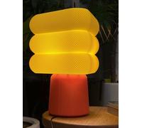 Lámpara de Mesa Triangular Retro Impresa en 3D - Luz Cálida Tamizada - Cable, Interruptor y Bombilla LED E27 Incluidos - Lámpara Decorativa Moderna - Rosa Algodón