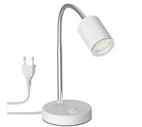 ledscom.de Lámpara de mesa WAIKA con cuello de cisne e interruptor blanco mate, incl. lámpara LED GU10 (blanco cálido, 2.339W, 227lm, 110°)
