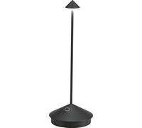 Zafferano, Lámpara Pina, Lámpara de Mesa Recargable e Inalámbrica con Control Táctil, Adecuada como Lámpara de Exterior, Atenuador, 2200-3000 K, Altura 29 cm, Color Negro