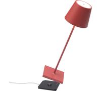 Zafferano, Poldina Pro, Lámpara de Mesa Recargable e Inalámbrica con Control Táctil, También Adecuada como Lámpara de Exterior, Atenuador, 2200-3000 K, Altura 38 cm, Color Rojo