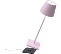 Zafferano, Poldina Pro, Lámpara de Mesa Recargable e Inalámbrica con Control Táctil, También Adecuada como Lámpara de Exterior, Atenuador, 2200-3000 K, Altura 38 cm, Color Rosa