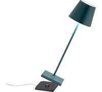 Zafferano, Poldina Pro, Lámpara de Mesa Recargable e Inalámbrica con Control Táctil, También Adecuada como Lámpara de Exterior, Atenuador, 2200-3000 K, Altura 38 cm, Color Verde Oscuro