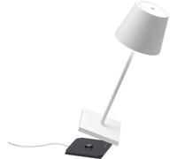 Zafferano, Poldina Pro Mini, Lámpara de Mesa Recargable e Inalámbrica con Control Táctil, También Adecuada como Lámpara de Exterior, Atenuador, 2200-3000 K, Altura 30 cm, Color Blanco