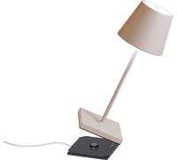 Zafferano, Lámpara Poldina Pro Mini, Lámpara de Mesa Recargable e Inalámbrica con Control Táctil, También Adecuada como Lámpara de Exterior, Atenuador, 2200-3000 K, Altura 30 cm, Color Arena