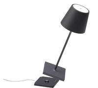 Zafferano, Poldina Pro Mini, Lámpara de Mesa Recargable e Inalámbrica con Control Táctil, También Adecuada como Lámpara de Exterior, Atenuador, 2200-3000 K, Altura 30 cm, Color Gris Oscuro