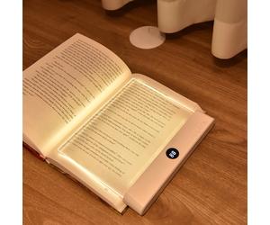 Lámpara de Noche Acrílica Plana con Forma de Libro, 3 Temperaturas de Color y Atenuación Gradual, Lente Resistente al Desgaste, Lámpara de Lectura con Carga USB para Dormitorio