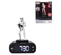 Lámpara de noche con forma de Stormtrooper de Star Wars de Disney, con efecto 3D y despertador, que incluye efectos de sonido