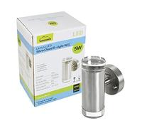 Lámpara de pared al aire libre LED, doble, la iluminación de arriba a abajo, SilverCloud D-Light W32 acero inoxidable, 5W, 224 lm, 6000K blanco frío para la pared del garder o de la casa