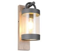 Trio Lighting Aplique de exterior Sambesi, aspecto de madera, sensor crepuscular, aluminio