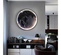 Lámpara de Pared Creativa Led Tierra Mural luz de Pared Interior Led Luna Aplique de Pared para Dormitorio Sala de Estar cafetería Pasillo Negro 3000-6000K
