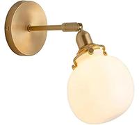 Lámpara de pared de latón dorado con pantalla de vidrio ..1, lámpara de mesita de noche Compatible with ., montaje semiempotrado E27, aplique de pared MI-NI,Iluminación interior