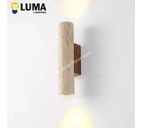 Lámpara de pared de travertino amarillo estilo Wabi Sabi, aplique de piedra y madera Vintage para dormitorio, mesita de noche, sala de estar, escalera, decoración del hogar Warm White 3000K