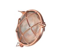 Lámpara de pared exterior de latón y cristal en cobre IP64 para patio y casa, 21 cm de diámetro, E27, estilo marítimo, rústica, SERIFOS