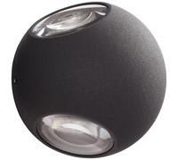 Lámpara de pared exterior LED AEG Lampe Gus, color antracita. Incorpora 3 LEDs de 3W (tecnología SMD), con una luminosidad de 144 lúmenes y una temperatura de color de 3000K. Grado de protección IP: 5