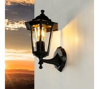 Lámpara De Pared Exterior Linterna Jardín Casa Negra E27 IP44 Patio Casa Rústica