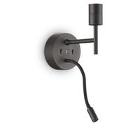Lámpara de pared Ideal Lux SET UP MAP2 NERO, 259826, casquillo E27, 1x60W + LED 3W, 220 lúmenes, 3000K, IP20, 21cm, color