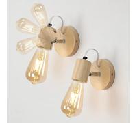 Lámpara de pared LED de 2 uds., aplique de pared de madera Vintage, accesorio de iluminación, luz de lectura interior, decoración de porche (sin bombilla) M