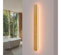 Lámpara de pared LED de madera para interiores Regulable con control remoto Aplique larga hecha de bambú Lámparas de 29W Iluminación de pared de madera para dormitorio,sala de estar,pasillo, 80cm
