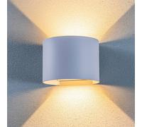 Lámpara de pared LED para exteriores Nivar de Lindby, redonda, blanca, de