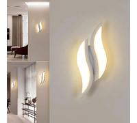 Lámpara de Pared Moderna Blanca de 20W, Luz LED Interior Cálida de 3000K, Lámpara de Pared de Acrílico y Aluminio para Dormitorio, Estudio, Pasillo, Sala de Estar M