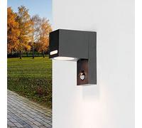 Lámpara de pared para exterior con detector de movimiento aluminio vidrio en antracita IP44 casa jardín ancho: 7 cm sensor GU10 moderna lámpara de pared para exterior