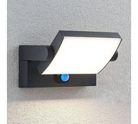 Lámpara de pared solar LED Lindby Sherin, color antracita, con sensor, IP54